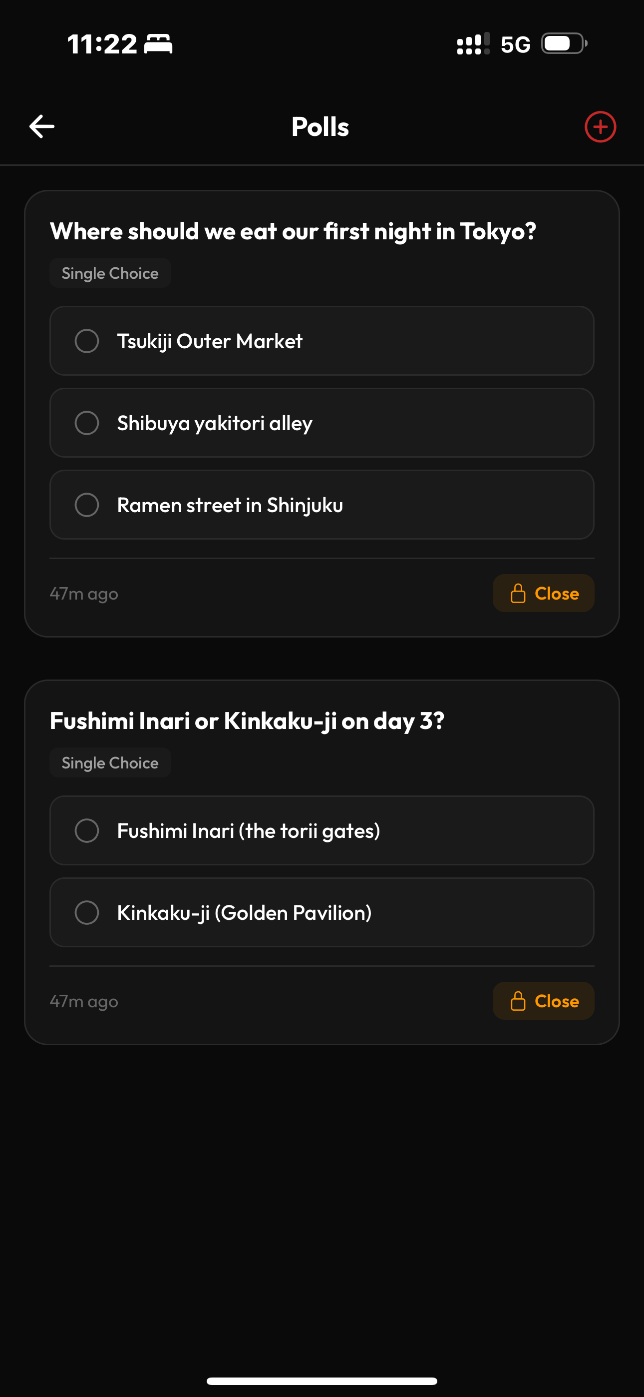 Create polls and vote on activities with your group